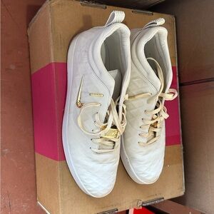 Nike White and Gold Athletic Shoes